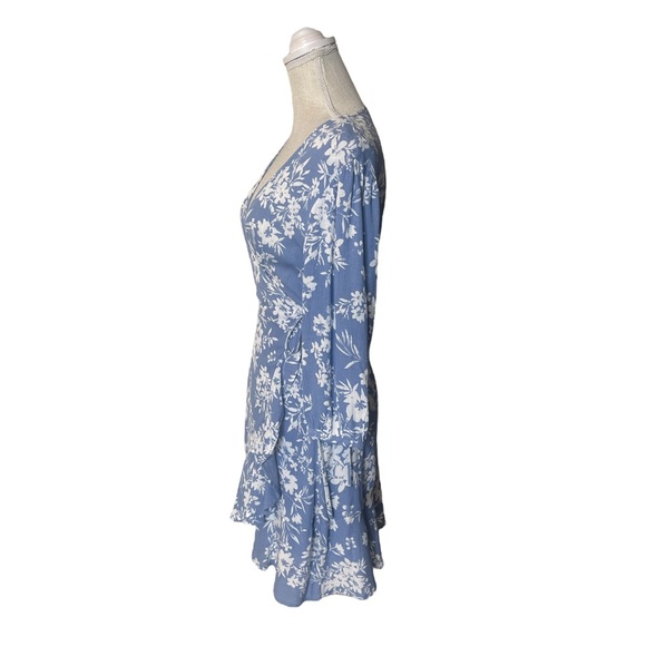Lulu’s Floral in This Together Dusty Blue Floral Print Wrap Dress - Picture 5 of 14